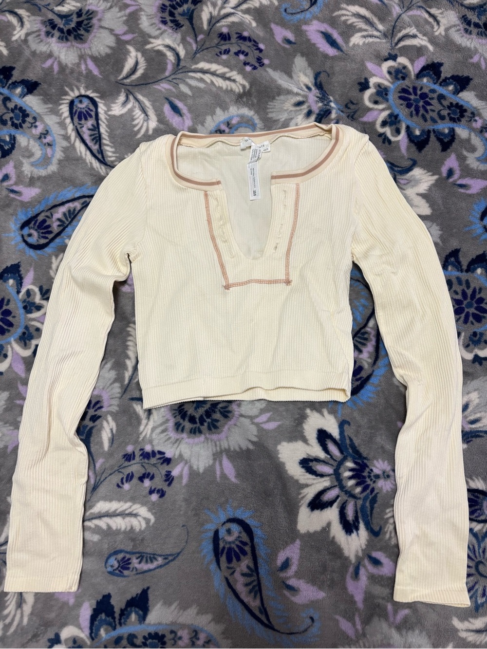 Altar'd State Cream Ribbed long sleeve